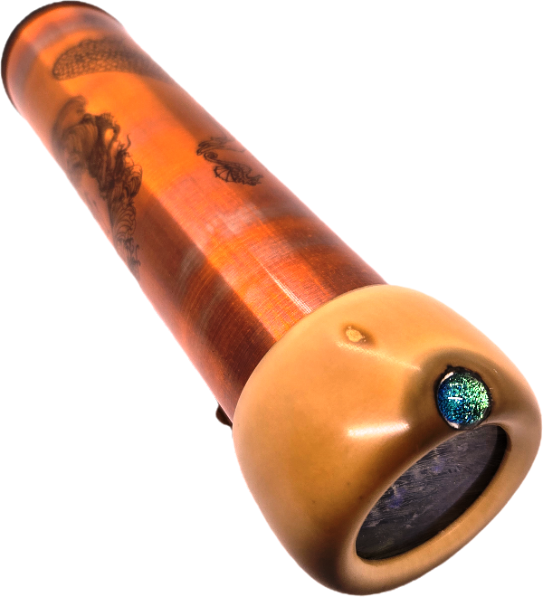 Palm Nut Copper Etched Teleidoscope with Jewel - Hansen